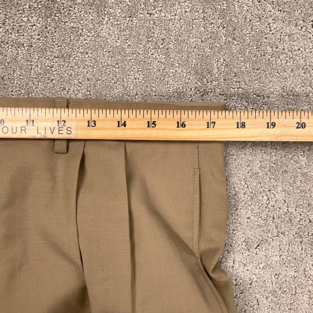 Lauren Ralph Lauren Dress Pants Mens 34W 32L Tan Performance Pleat Wool Stretch